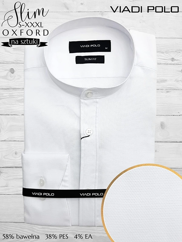 Koszula slim stójką oxford ELASTAN M-XXL