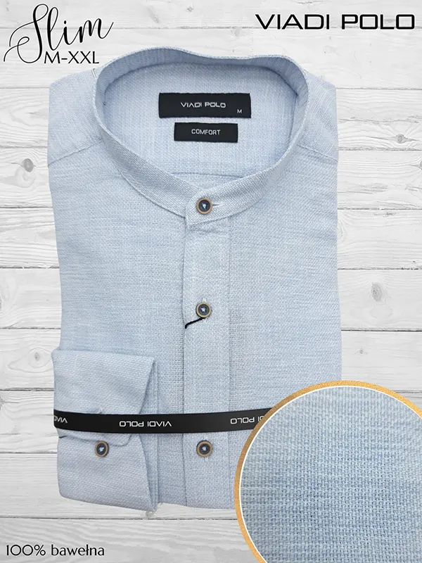 Koszula męska ze stójką 100% Bawełna LEN lniana comfort