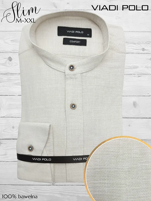 Koszula męska ze stójką 100% Bawełna LEN lniana comfort