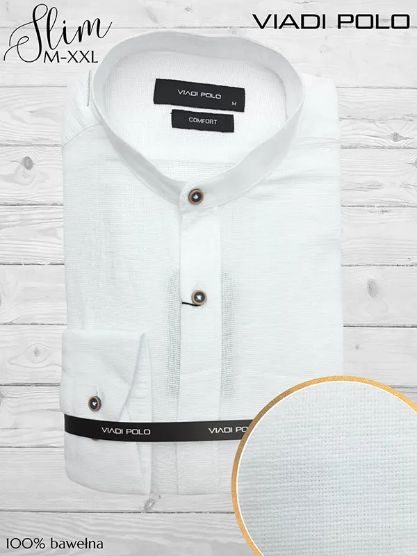 Koszula męska ze stójką 100% Bawełna LEN lniana comfort