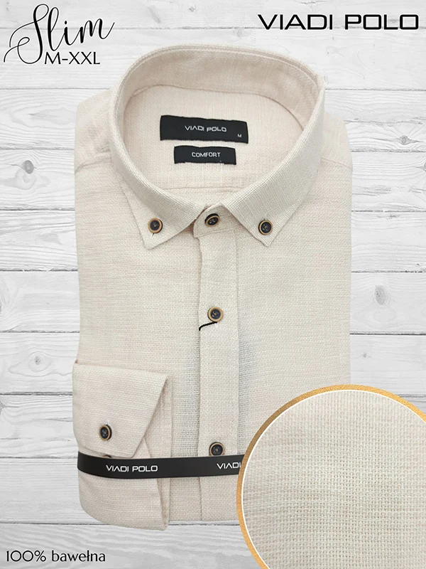 Koszula męska ze KOŁNIERZYK 100% Bawełna LEN lniana comfort
